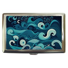 Waves Ocean Sea Abstract Whimsical Abstract Art Cigarette Money Case by Wegoenart