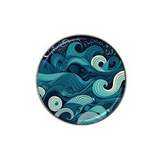 Waves Ocean Sea Abstract Whimsical Abstract Art Hat Clip Ball Marker (4 Pack) by Wegoenart