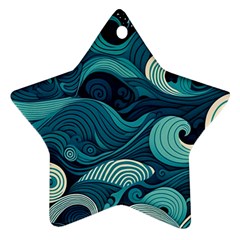 Waves Ocean Sea Abstract Whimsical Abstract Art Star Ornament (two Sides) by Wegoenart