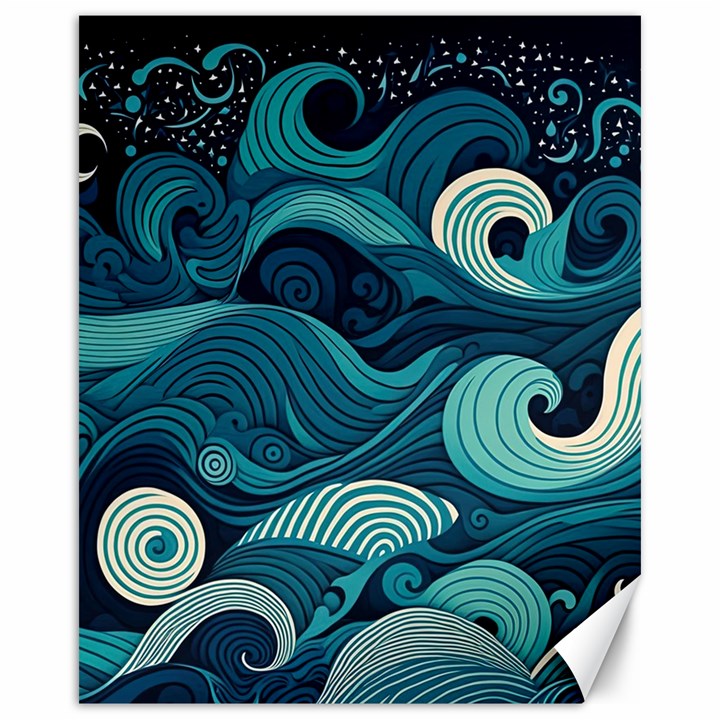 Waves Ocean Sea Abstract Whimsical Abstract Art Canvas 16  x 20 