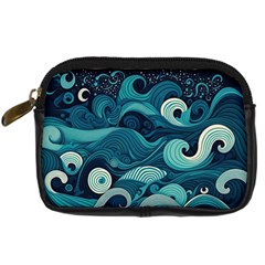 Waves Ocean Sea Abstract Whimsical Abstract Art Digital Camera Leather Case by Wegoenart