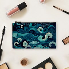 Waves Ocean Sea Abstract Whimsical Abstract Art Cosmetic Bag (small) by Wegoenart