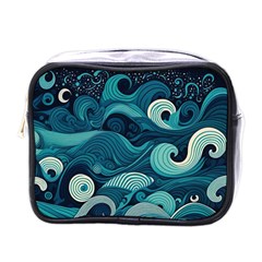 Waves Ocean Sea Abstract Whimsical Abstract Art Mini Toiletries Bag (one Side) by Wegoenart