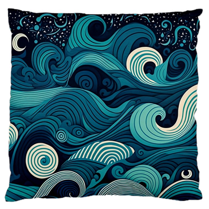 Waves Ocean Sea Abstract Whimsical Abstract Art Large Cushion Case (Two Sides)