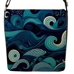 Waves Ocean Sea Abstract Whimsical Abstract Art Flap Closure Messenger Bag (s) by Wegoenart