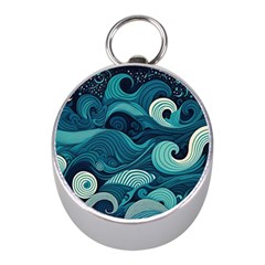 Waves Ocean Sea Abstract Whimsical Abstract Art Mini Silver Compasses by Wegoenart