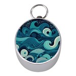 Waves Ocean Sea Abstract Whimsical Abstract Art Mini Silver Compasses Front