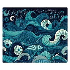 Waves Ocean Sea Abstract Whimsical Abstract Art Two Sides Premium Plush Fleece Blanket (small) by Wegoenart