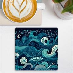 Waves Ocean Sea Abstract Whimsical Abstract Art Uv Print Square Tile Coaster  by Wegoenart