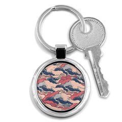 Waves Ocean Sea Water Pattern Rough Seas Key Chain (round) by Wegoenart