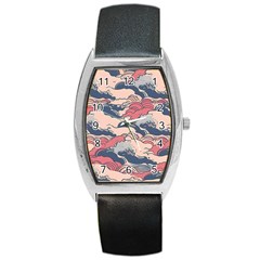 Waves Ocean Sea Water Pattern Rough Seas Barrel Style Metal Watch by Wegoenart