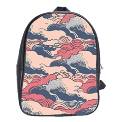 Waves Ocean Sea Water Pattern Rough Seas School Bag (large) by Wegoenart