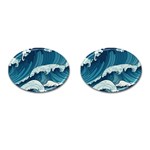 Waves Ocean Sea Pattern Water Tsunami Rough Seas Cufflinks (Oval) Front(Pair)