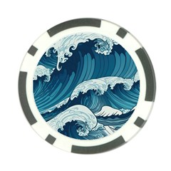 Waves Ocean Sea Pattern Water Tsunami Rough Seas Poker Chip Card Guard by Wegoenart