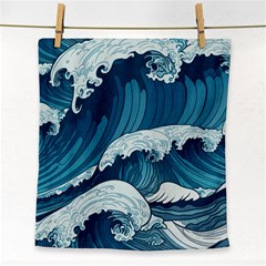 Waves Ocean Sea Pattern Water Tsunami Rough Seas Face Towel by Wegoenart