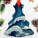 Waves Ocean Sea Pattern Water Tsunami Rough Seas Christmas Tree Ornament (Two Sides) Front