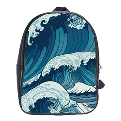 Waves Ocean Sea Pattern Water Tsunami Rough Seas School Bag (xl) by Wegoenart