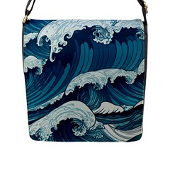 Waves Ocean Sea Pattern Water Tsunami Rough Seas Flap Closure Messenger Bag (l) by Wegoenart