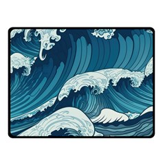 Waves Ocean Sea Pattern Water Tsunami Rough Seas Two Sides Fleece Blanket (small) by Wegoenart