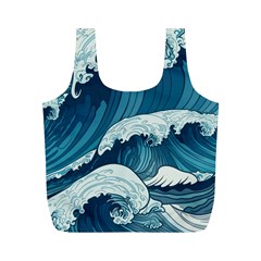 Waves Ocean Sea Pattern Water Tsunami Rough Seas Full Print Recycle Bag (m) by Wegoenart