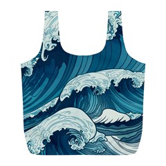 Waves Ocean Sea Pattern Water Tsunami Rough Seas Full Print Recycle Bag (l) by Wegoenart