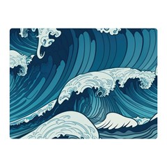 Waves Ocean Sea Pattern Water Tsunami Rough Seas Two Sides Premium Plush Fleece Blanket (mini) by Wegoenart