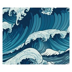 Waves Ocean Sea Pattern Water Tsunami Rough Seas Two Sides Premium Plush Fleece Blanket (small) by Wegoenart