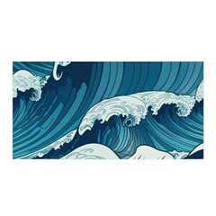 Waves Ocean Sea Pattern Water Tsunami Rough Seas Satin Wrap 35  X 70  by Wegoenart