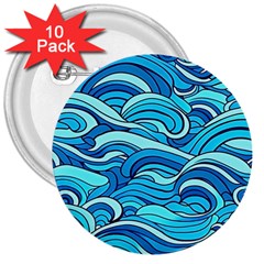 Pattern Ocean Waves Blue Nature Sea Abstract 3  Buttons (10 Pack)  by Wegoenart