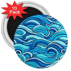 Pattern Ocean Waves Blue Nature Sea Abstract 3  Magnets (10 Pack)  by Wegoenart