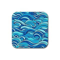 Pattern Ocean Waves Blue Nature Sea Abstract Rubber Coaster (square) by Wegoenart