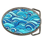 Pattern Ocean Waves Blue Nature Sea Abstract Belt Buckles Front