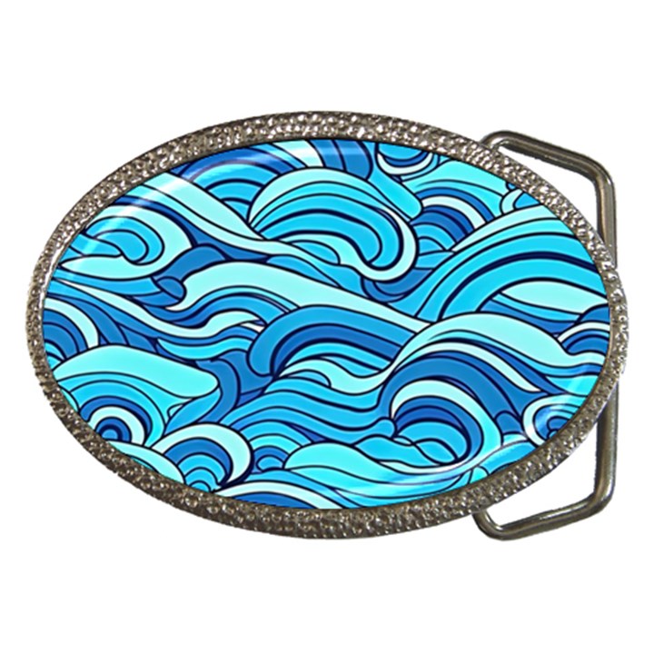 Pattern Ocean Waves Blue Nature Sea Abstract Belt Buckles