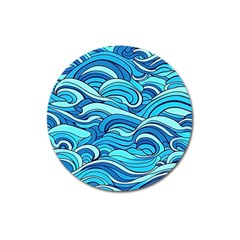 Pattern Ocean Waves Blue Nature Sea Abstract Magnet 3  (round) by Wegoenart