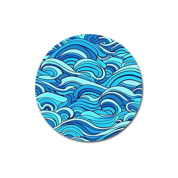 Pattern Ocean Waves Blue Nature Sea Abstract Magnet 3  (Round)