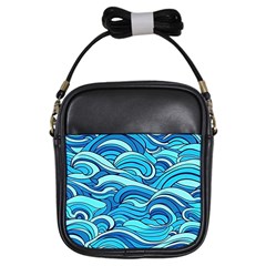 Pattern Ocean Waves Blue Nature Sea Abstract Girls Sling Bag by Wegoenart