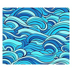 Pattern Ocean Waves Blue Nature Sea Abstract Two Sides Premium Plush Fleece Blanket (small) by Wegoenart