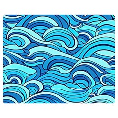 Pattern Ocean Waves Blue Nature Sea Abstract Two Sides Premium Plush Fleece Blanket (medium) by Wegoenart