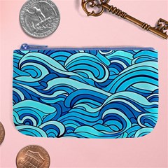 Pattern Ocean Waves Blue Nature Sea Abstract Large Coin Purse by Wegoenart