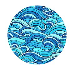 Pattern Ocean Waves Blue Nature Sea Abstract Mini Round Pill Box by Wegoenart