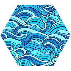 Pattern Ocean Waves Blue Nature Sea Abstract Wooden Puzzle Hexagon by Wegoenart