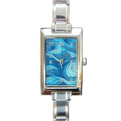 Ocean Waves Sea Abstract Pattern Water Blue Rectangle Italian Charm Watch by Wegoenart