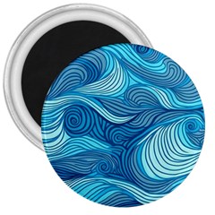 Ocean Waves Sea Abstract Pattern Water Blue 3  Magnets by Wegoenart