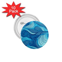 Ocean Waves Sea Abstract Pattern Water Blue 1 75  Buttons (10 Pack) by Wegoenart