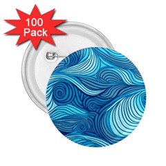 Ocean Waves Sea Abstract Pattern Water Blue 2 25  Buttons (100 Pack)  by Wegoenart