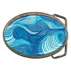 Ocean Waves Sea Abstract Pattern Water Blue Belt Buckles by Wegoenart