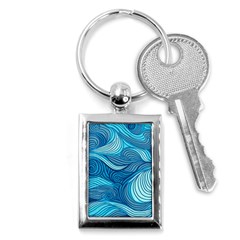 Ocean Waves Sea Abstract Pattern Water Blue Key Chain (rectangle) by Wegoenart