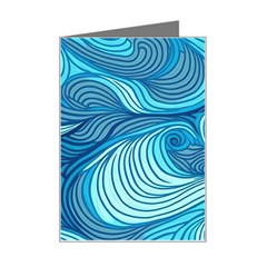 Ocean Waves Sea Abstract Pattern Water Blue Mini Greeting Card by Wegoenart