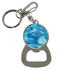 Ocean Waves Sea Abstract Pattern Water Blue Bottle Opener Key Chain by Wegoenart