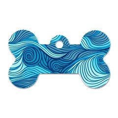 Ocean Waves Sea Abstract Pattern Water Blue Dog Tag Bone (one Side) by Wegoenart